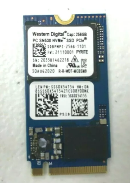 Western Digital 256GB NVMe PCIe SSD M.2 SDBPMPZ-256G Solid Slate Drive 1.8 inch