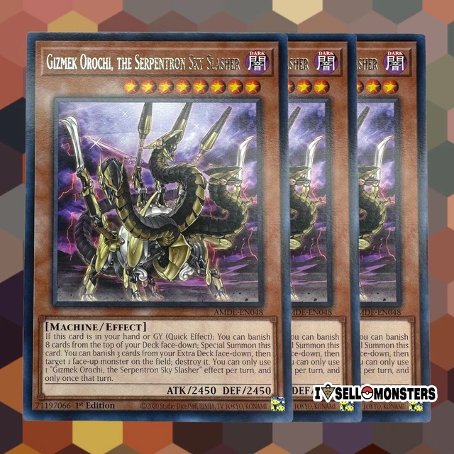 YUGIOH! 3x AMDE-EN048 Gizmek Orochi, the Serpentron Sky Slasher x3 Yu-gi-oh! NM