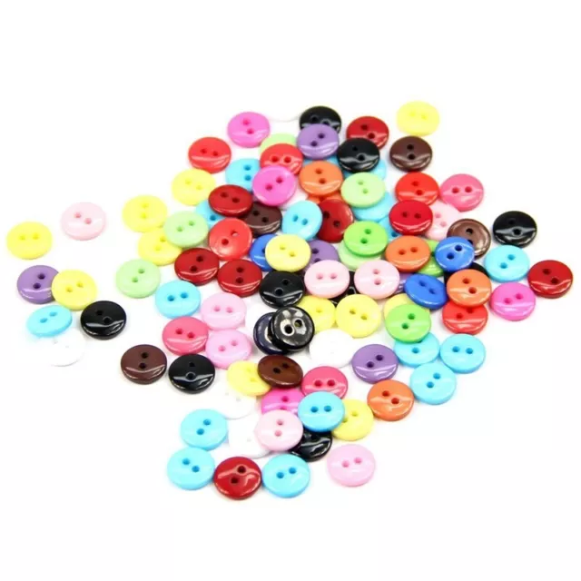 100pcs 8mm Mixed Color Round Shape Resin Buttons Sewing Accessories  C2D77425