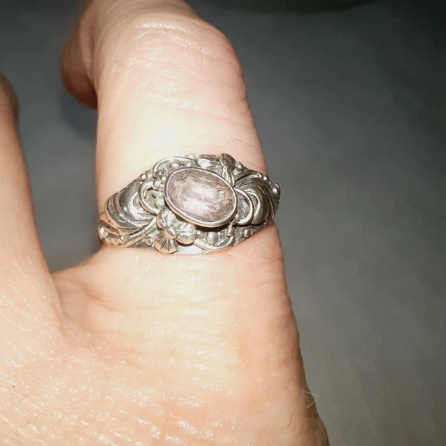 Bague Ancienne Style En Argent Massif 925 - Topaze - Taille 53,5 - 'Neuf De Stock' Occasion