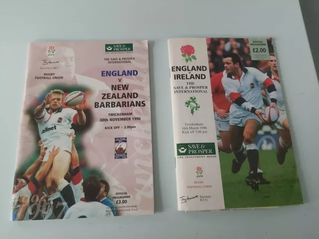 England v New Zealand BARBARIANS 1996 Rugby Programme & Ticket Stubbs UK NZ