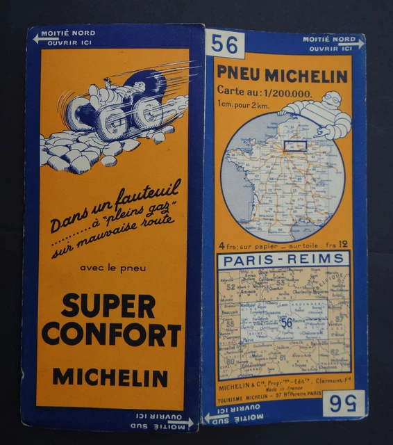 CARTE MICHELIN OLD map n°65 AUXERRE DIJON 1945 Guide Bibendum pneu tyre EUR 7,00 - FR