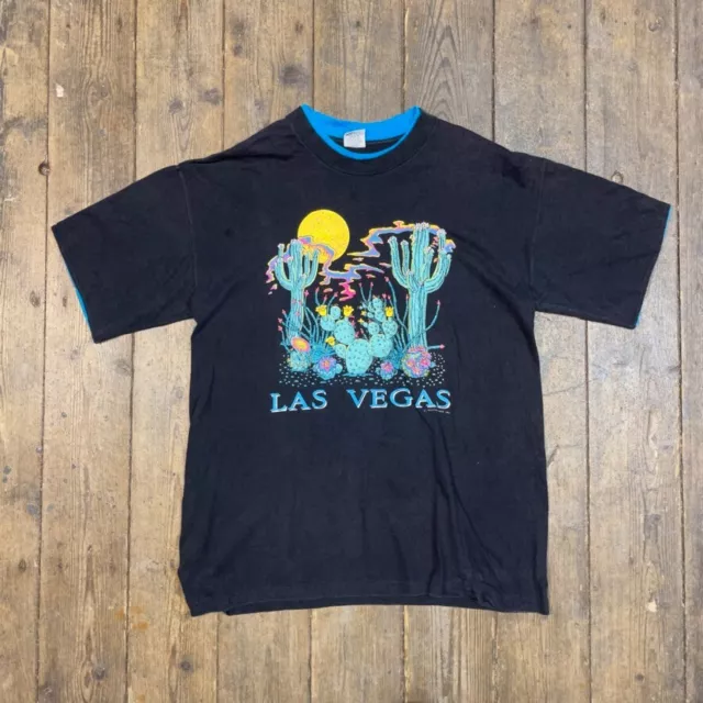 Vintage Graphic T-Shirt Las Vegas Single Stitch Tee, Black, Mens XL