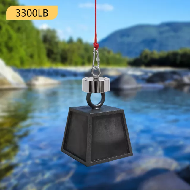 ULIBERMAGNET 550LBS Double Sides Fishing Magnet Kit N52 Neodymium