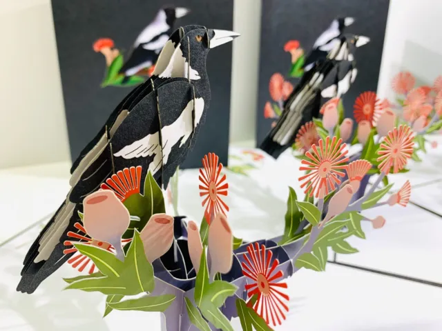 Origami Pop Cards Australian Magpie Happy Birthday https: origamipopcards.com/ 3