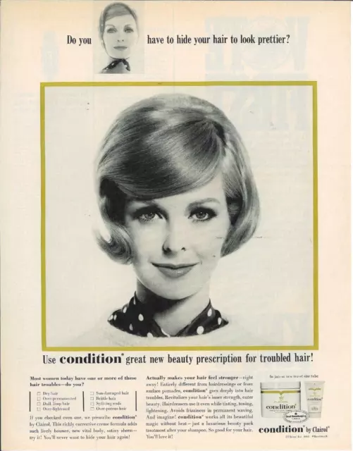 1964 CONDIATION BY CLAIROL Conditioner Shampoo Hair  Magazine Vintage Print Ad