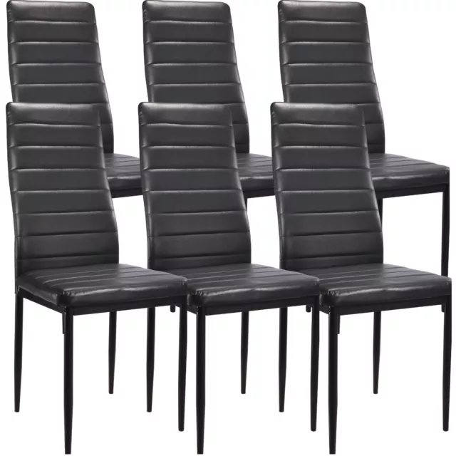 Dining Chairs Set of 4/6 High Back Leather Padded Seat Kitchen Chair Office Home