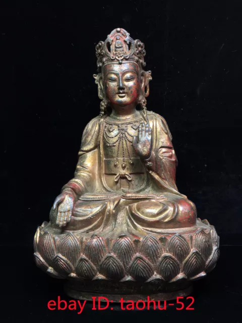 Old Antique Chinese Tibetan Buddhism bronze guanyin bodhisattva Buddha Statue