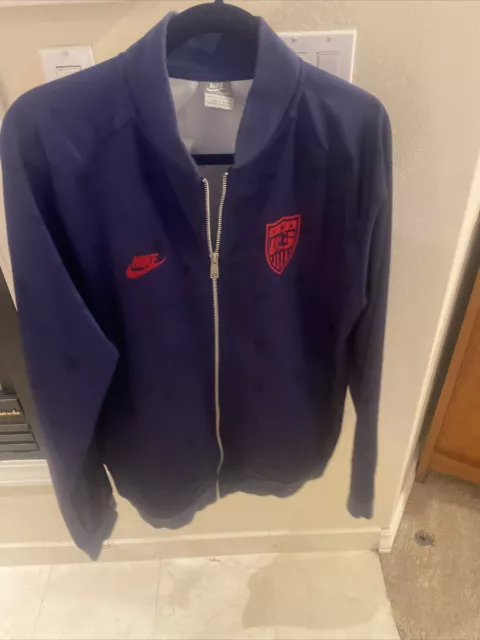 US National Soccer Team Nike Full Zip Jacket Mens Large Futbol USA Vintage Blue