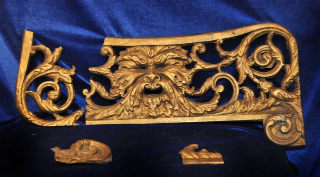 Neoclassical Ormolu Trim Architectural Salvage Plaque Face Gothic Gilt