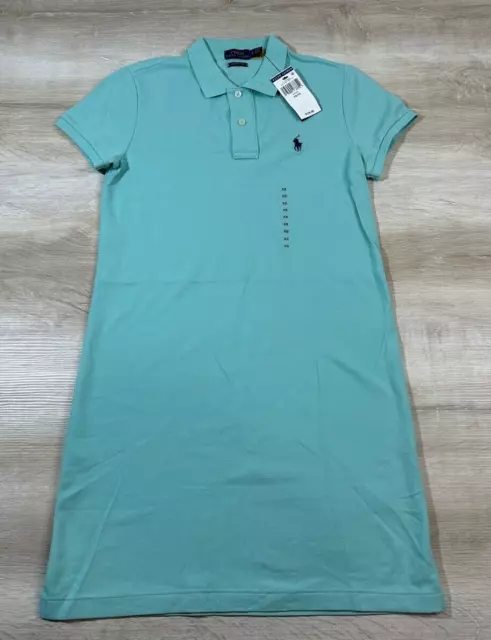 NWT Polo Ralph Lauren Womens Blue Turquoise L Mesh Mini T-Shirt Dress Polo