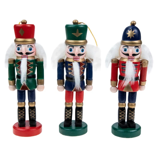 3 pz schiaccianoci decorazione albero di Natale menta piperita legno giocattolo bambino