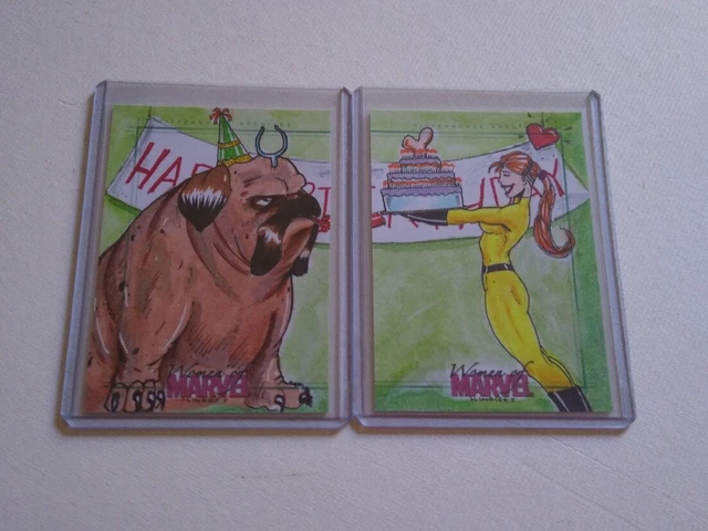 James Linares Women of Marvel Series 2 sketch card puzzle Lockjaw Bulldog James Linares Women of Marvel Series 2 sketch card puzzle Lockjaw Bulldog