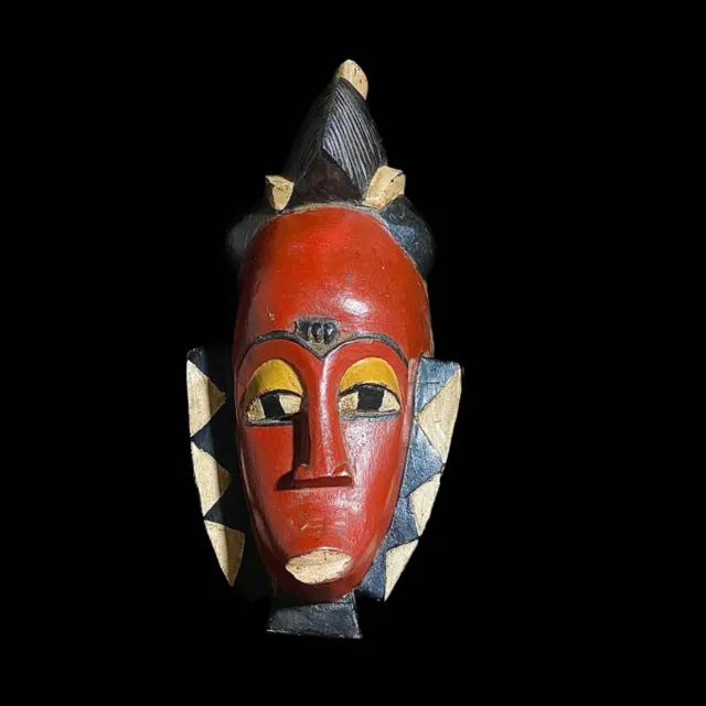 Vintage Hand Carved Wooden Tribal African Art Face Mask African Guro Baule-7924 3