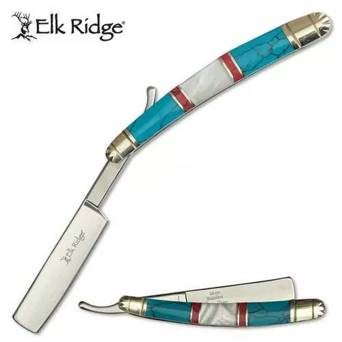 Elk Ridge Mini Cut Throat Folding Razor Pocket Folding Knife - Mop Stone Handle 2