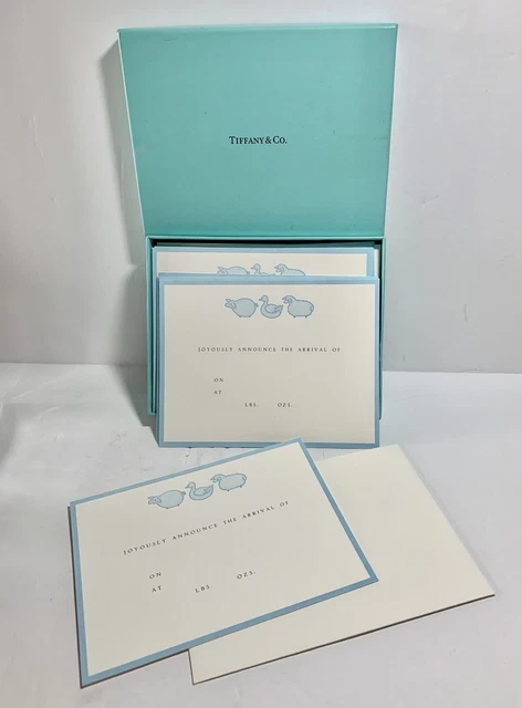 Tiffany & Co Baby Blue Birth Announcements 15 With Envelopes  *New**