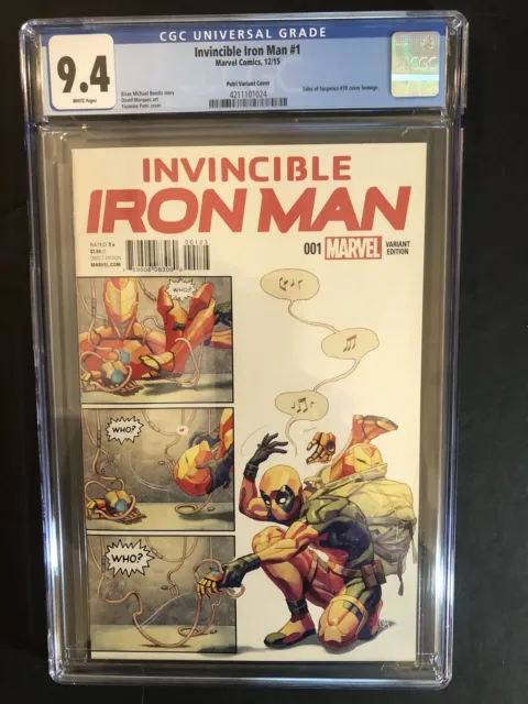 Invincible Iron Man 1 CGC 9.4 NM Marvel Deadpool Variant TOS 39 Homage 2015