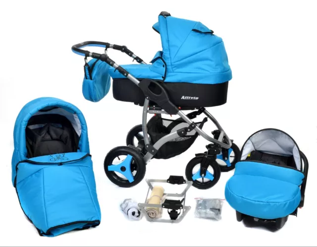 New Baby Pram Stroller Buggy Travel system Pushchair Allivio 3in1 swivel wheels