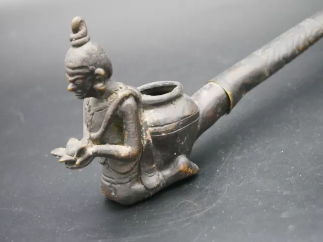 Antike Pfeife Rauchpfeife Pipe Thailand Indien Tibet Asien Bronze Messing