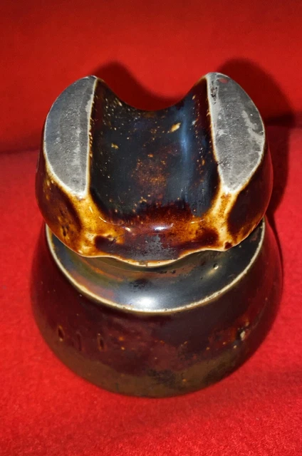 Porcelain Saddleback Insulator Vintage Ohio Brass Co Brown Glaze 6