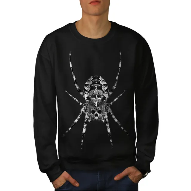 Wellcoda Spider Skull Face Mens Sweatshirt, Death Casual Pullover Jumper