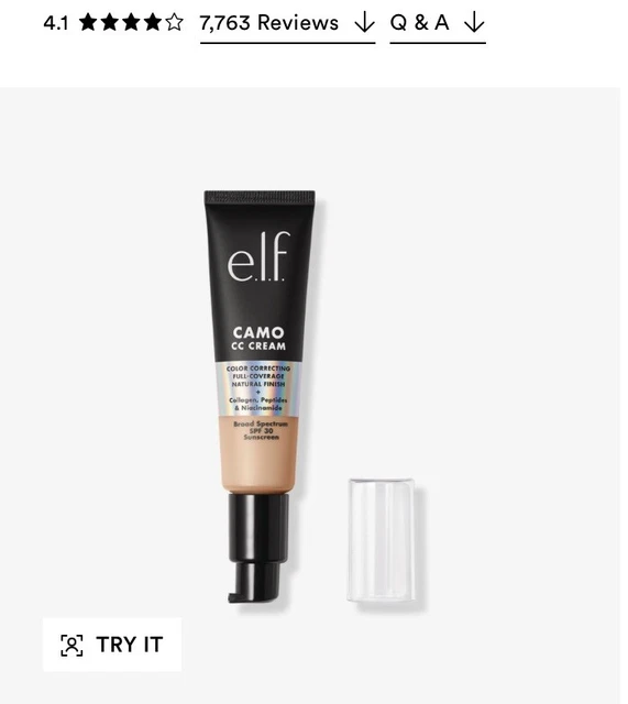 e.L.F. Crema camuflada CC SPF 30 con colágeno, péptidos y niacinamida, ligera 210 N