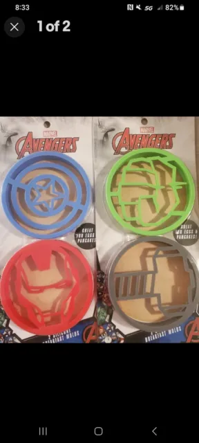 NUEVO Marvel's Avengers 4 Moldes de Silicona para Huevos y Panqueques Desayuno Paquete Doble