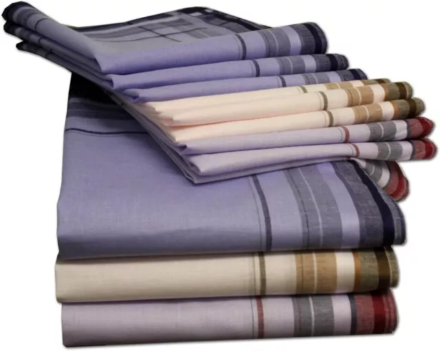 12 Fazzoletti Uomo Cotone Multicolore Morbidi Lavabili 40x40cm Set Taschino Naso