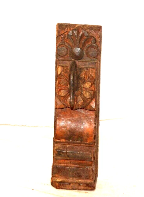 Vintage Wooden Hand Carved Wall Hook Coat/Key Hanger Old Original 11591 3