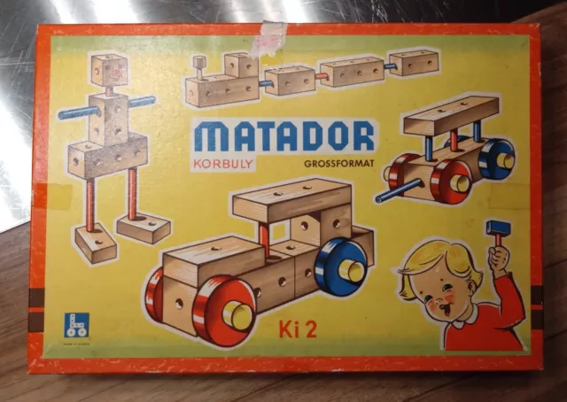 Altes Matador Korbuly Holzsteckspiel Ki 2 Grossformat Vintage Sammler