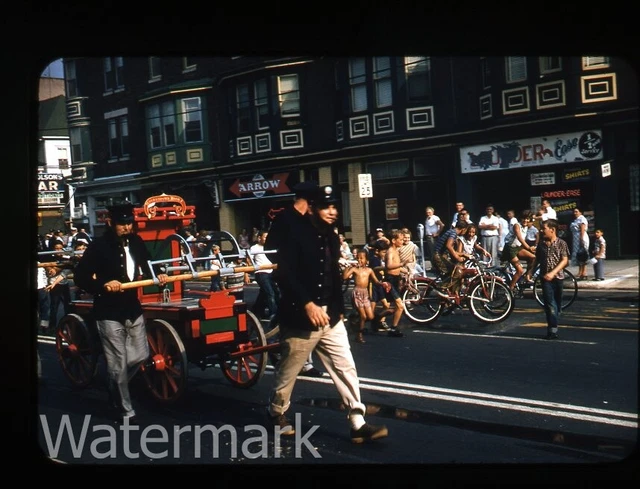 1957 red border kodachrome Photo slide Atlantic City NJ Fireman Parade