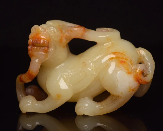 Chinese Exquisite Handmade Brave Troops carving Hetian Jade Statue
