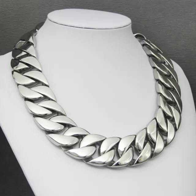 Men's Heavy Cuban Chain Stainless Steel Curb Link Necklace Bracelet 31mm Polish