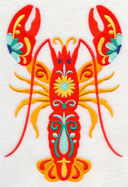 Embroidered Ladies Fleece Jacket - Flower Power Lobster M5092 Size S - XXL