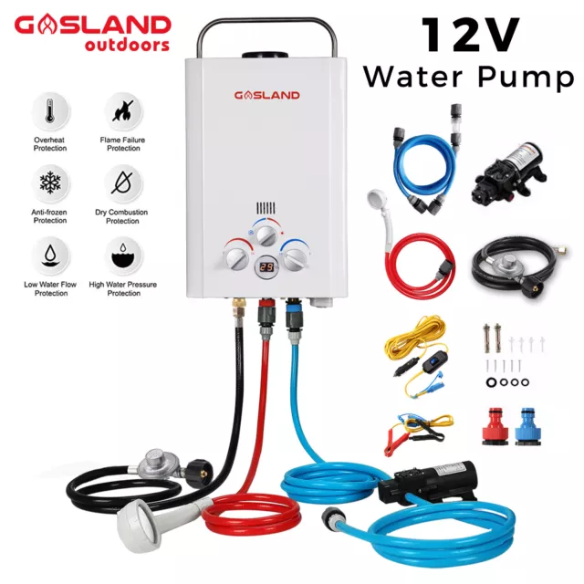 GASLAND Portable Gas Hot Water System LPG Instant Hot Heater & Pump Kit Caravan 2