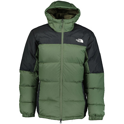The North Face Mens Diablo Hooded Down Puffer Jacket Green Black