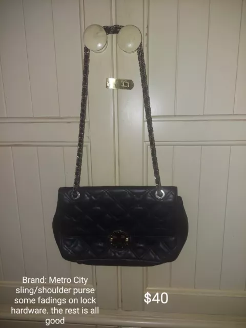 Metrocity Braccialini METRO CITY Black Studded Leather Speedy 