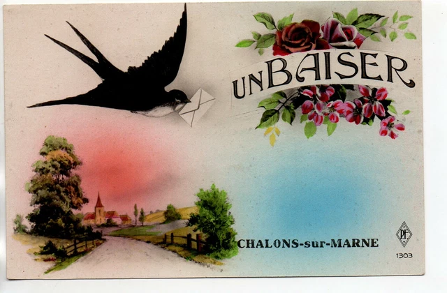 CHALONS SUR MARNE - Marne - CPA 51 - carte Souvenir un Baiser de ... Hirondelle