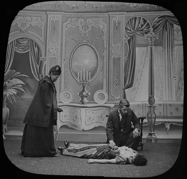Magic Lantern Slide A MUSICAL BOX NO8 C1893 PHOTO VICTORIAN STORY GEORGE R SIMS