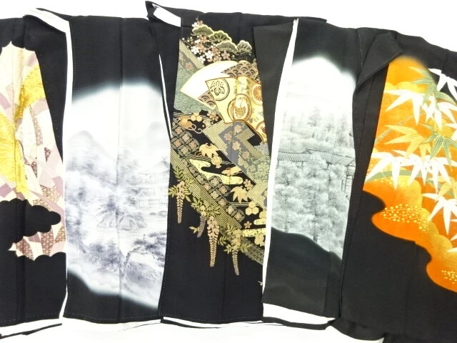 40925# Japanese Kimono / Antique Tomesode / Set Of 5