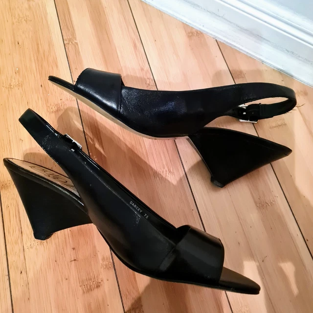 Women's size 7.5 'PULP NOIR' Gorgeous black 'Darcy' sling back leather heels-EUC