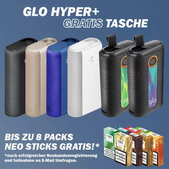 GLO HYPER+ UNIQ Tabakerhitzer Starter Kit + 8 Neo Sticks nach Registr. +  Tasche EUR 9,00 - PicClick DE