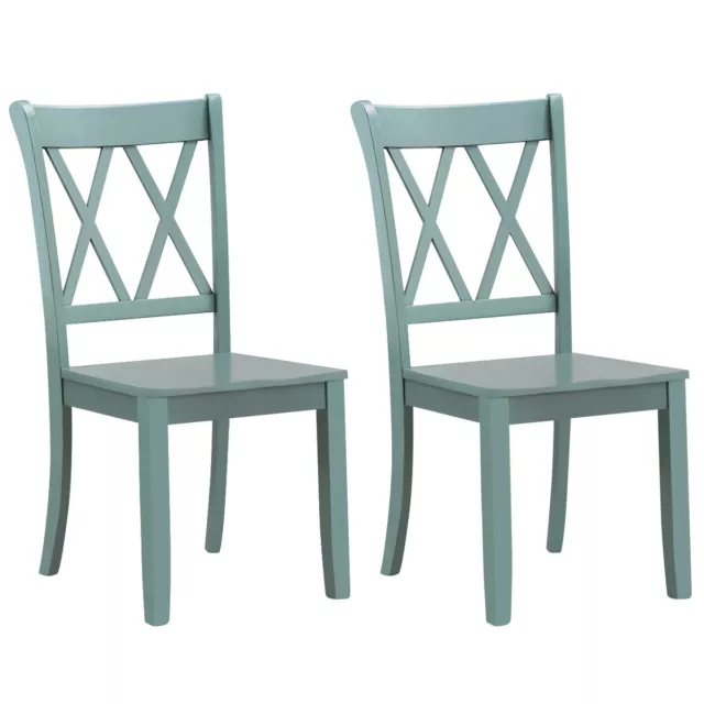 Set of 2 Dining Chairs Wooden Kitchen Side Chair Armless Chairs W/Ergonomic Back