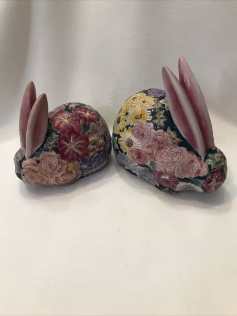 SACHET by F. Atkins Inc. Floral Textured Pair of Bunnies Easter Rabbits Lot Of 2