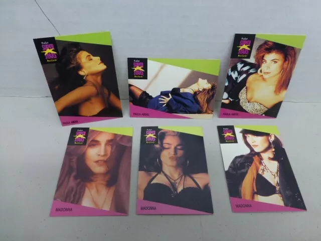 ProSet Super Star MusiCards  MADONNA PAULA ABDUL 6 CARDS VGC