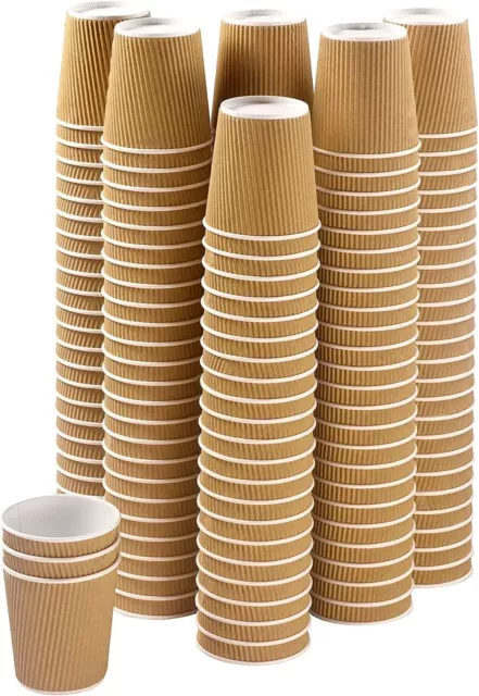 100 PCS Disposable Coffee Cups 4 Oz/120ml Brown Ripple Wall Design Paper Cup