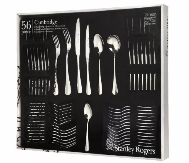 NEW STANLEY ROGERS 56 PIECE CAMBRIDGE CUTLERY GIFT BOXED SET Fork Knife Spoon