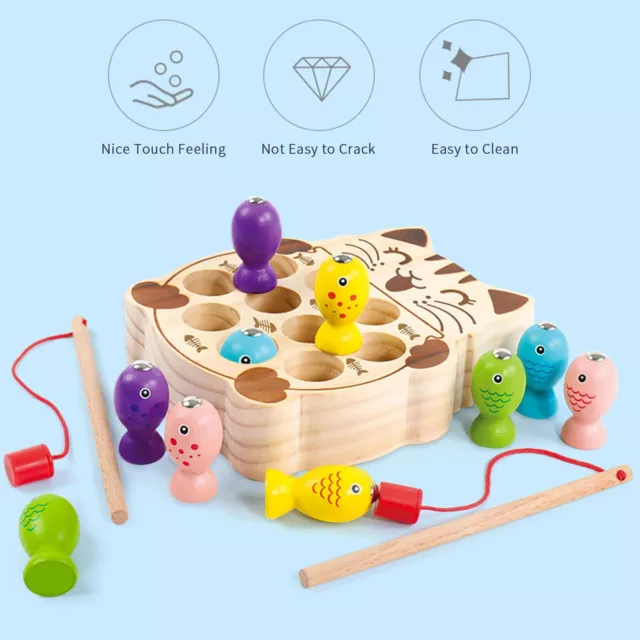 Kids Wooden Fishing Game Toy Magnetic Montessori Toys for Toddler Educational UK