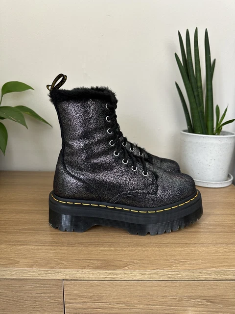 Dr martens - molly - stivaletti platform spessi nero glitter sale