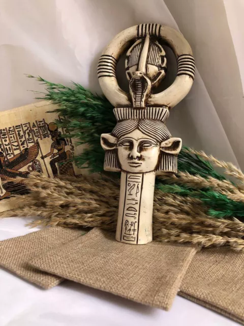 Handmade Ankh of Hathor  Replica statue  Home decor.